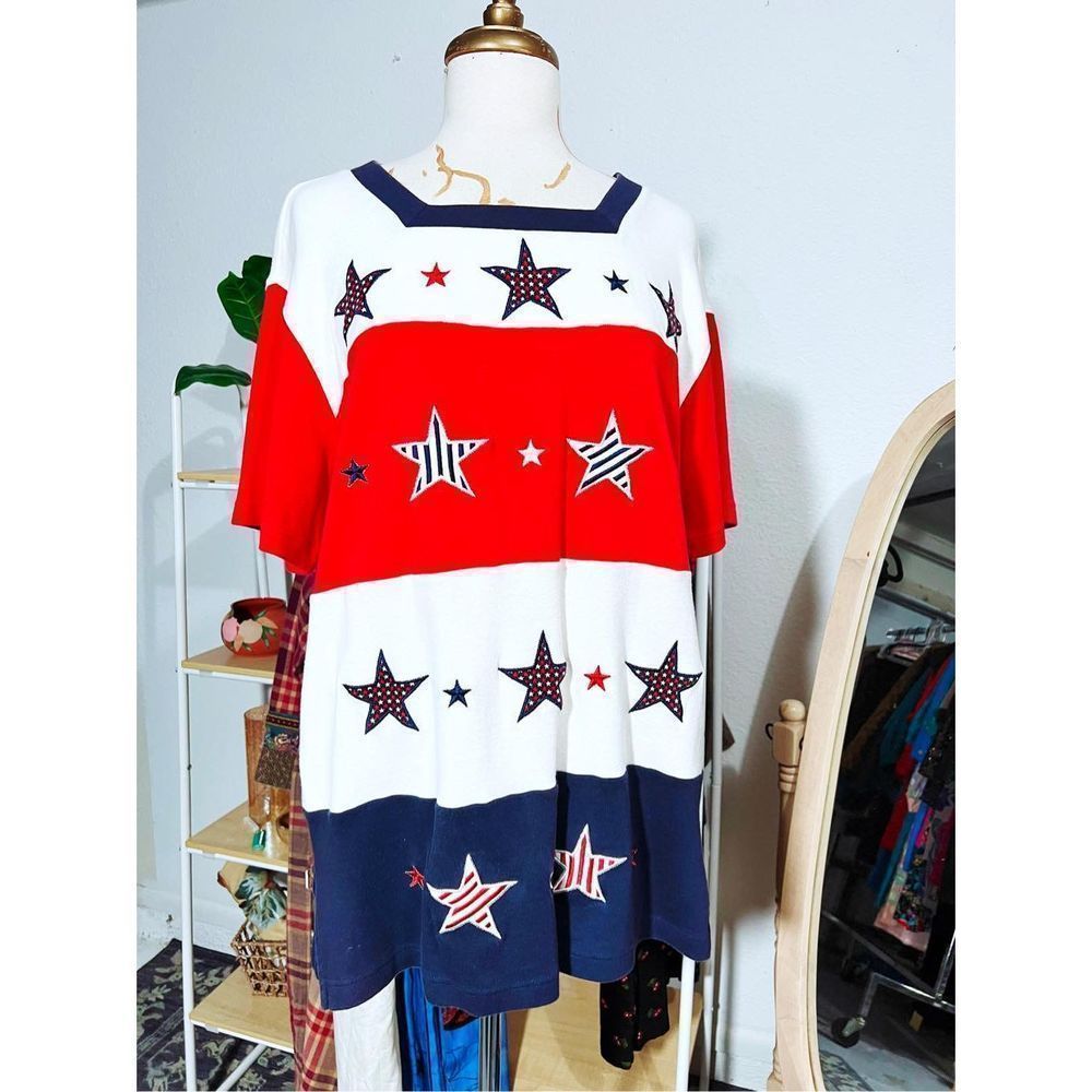 Y2k Patriotic Soft Abstract Blouse